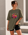 Oversize Baskılı T-Shirt Kadın Vespa Motor