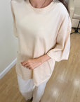 Oversize T-Shirt Tereyağı Krem Kadın