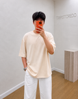Oversize T-Shirt Tereyağı Krem Erkek