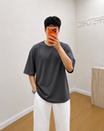 Oversize T-Shirt Antrasit Gri Erkek
