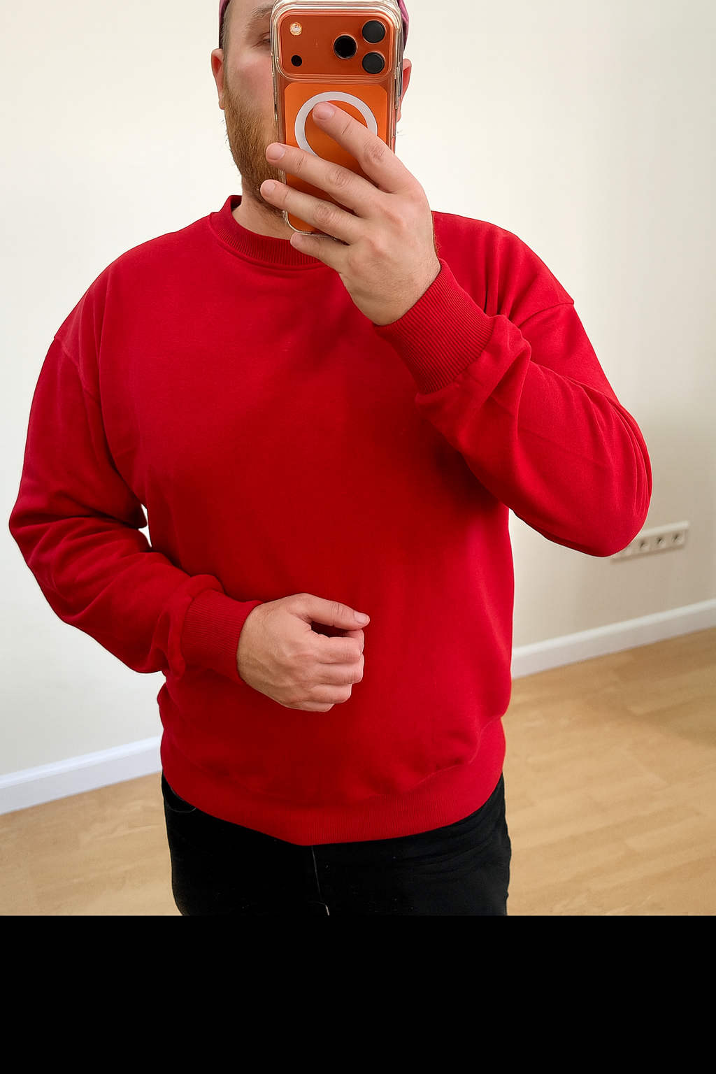 Basic sweatshirt Erkek Saks Mavi