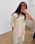 Oversize T-Shirt Tereyağı Krem Kadın