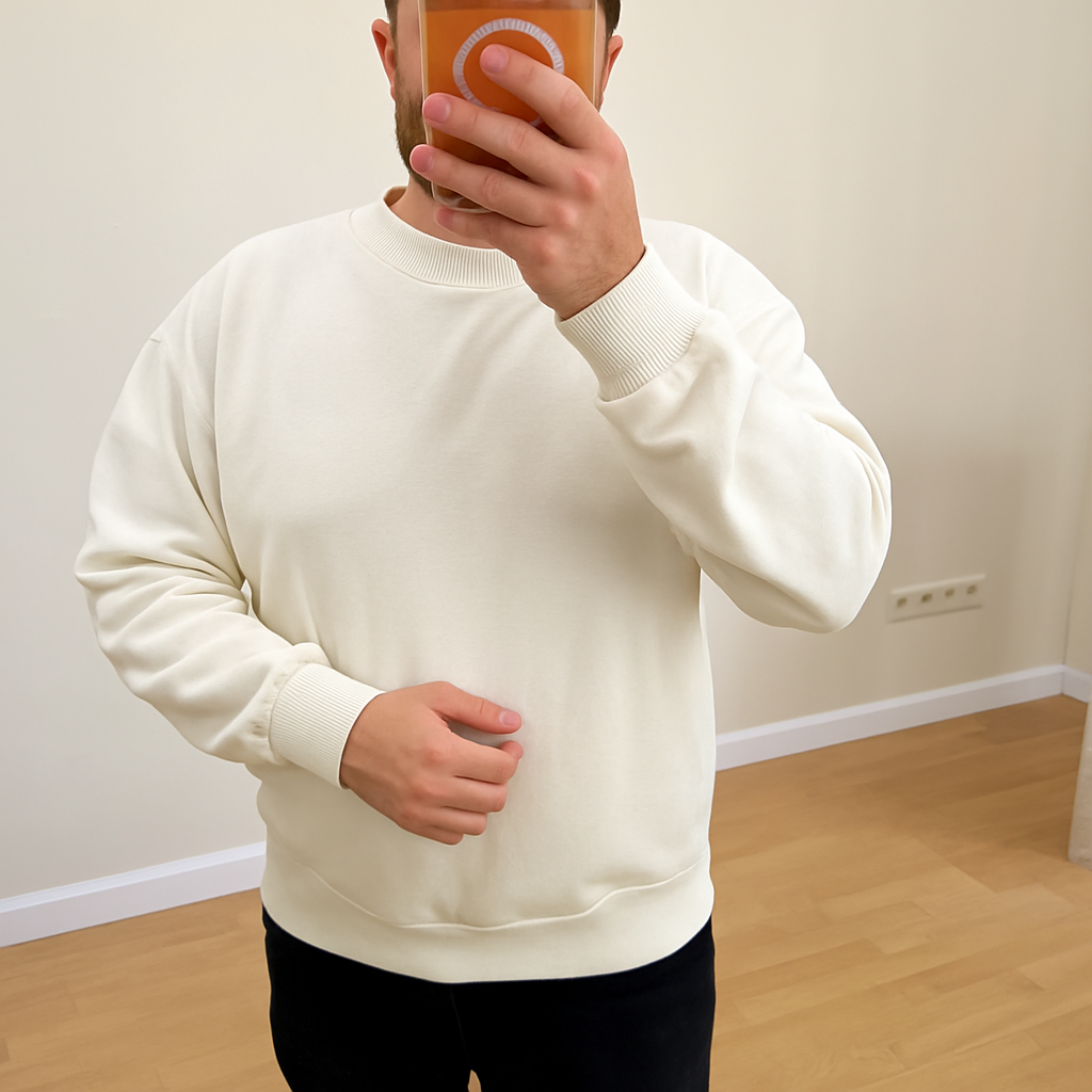 Basic sweatshirt Erkek Saks Mavi