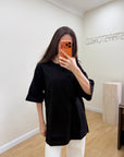 Oversize T-Shirt Siyah Kadın