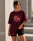 Oversize Baskılı T-Shirt Kadın Vespa Motor