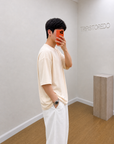 Oversize T-Shirt Tereyağı Krem Erkek