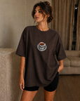 Oversize Baskılı T-Shirt Kadın Türk Kahvesi