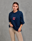 Oversize Baskılı T-Shirt Kadın Kiraz