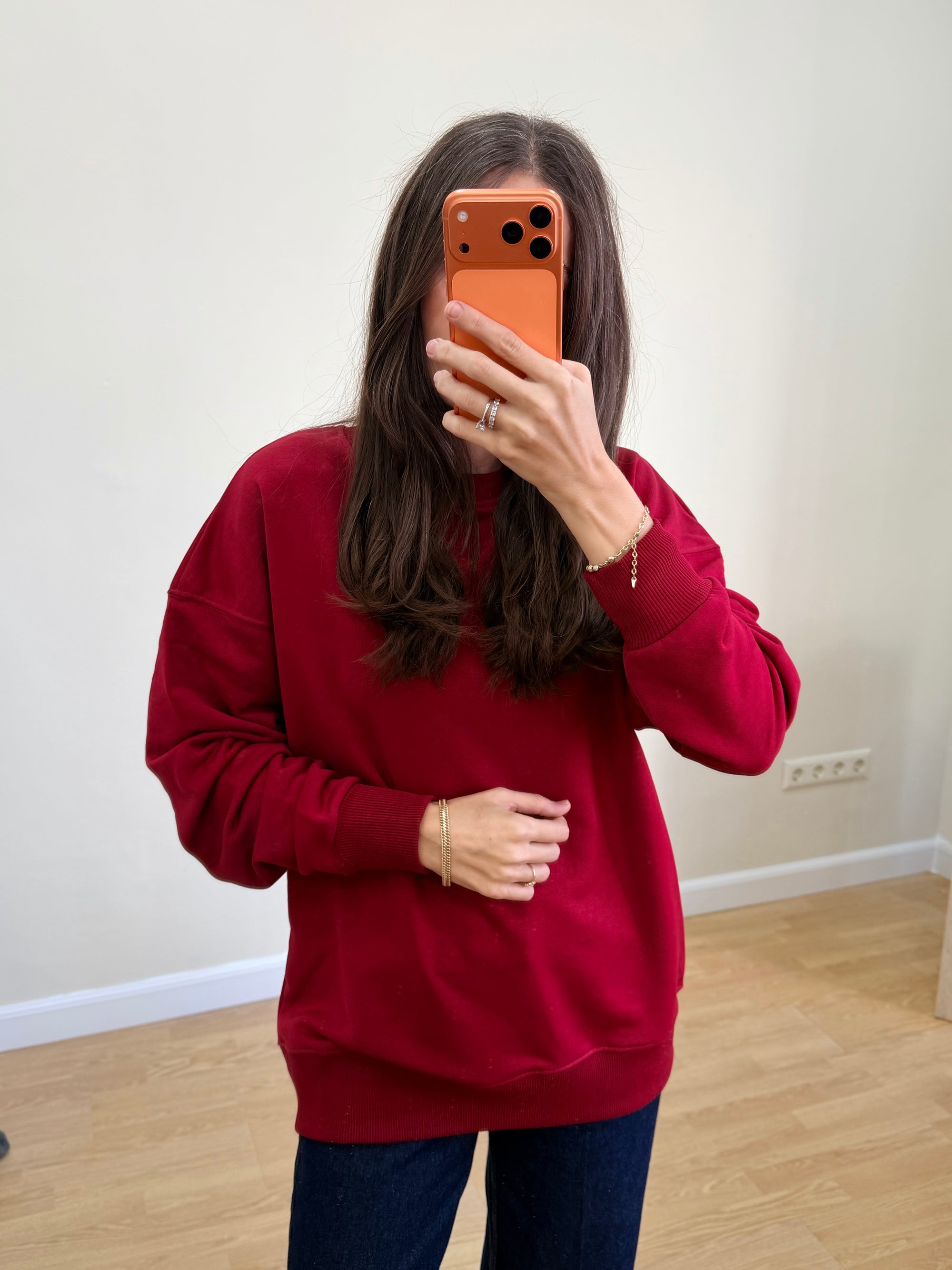 Basic Sweatshirt Kadın Ekru