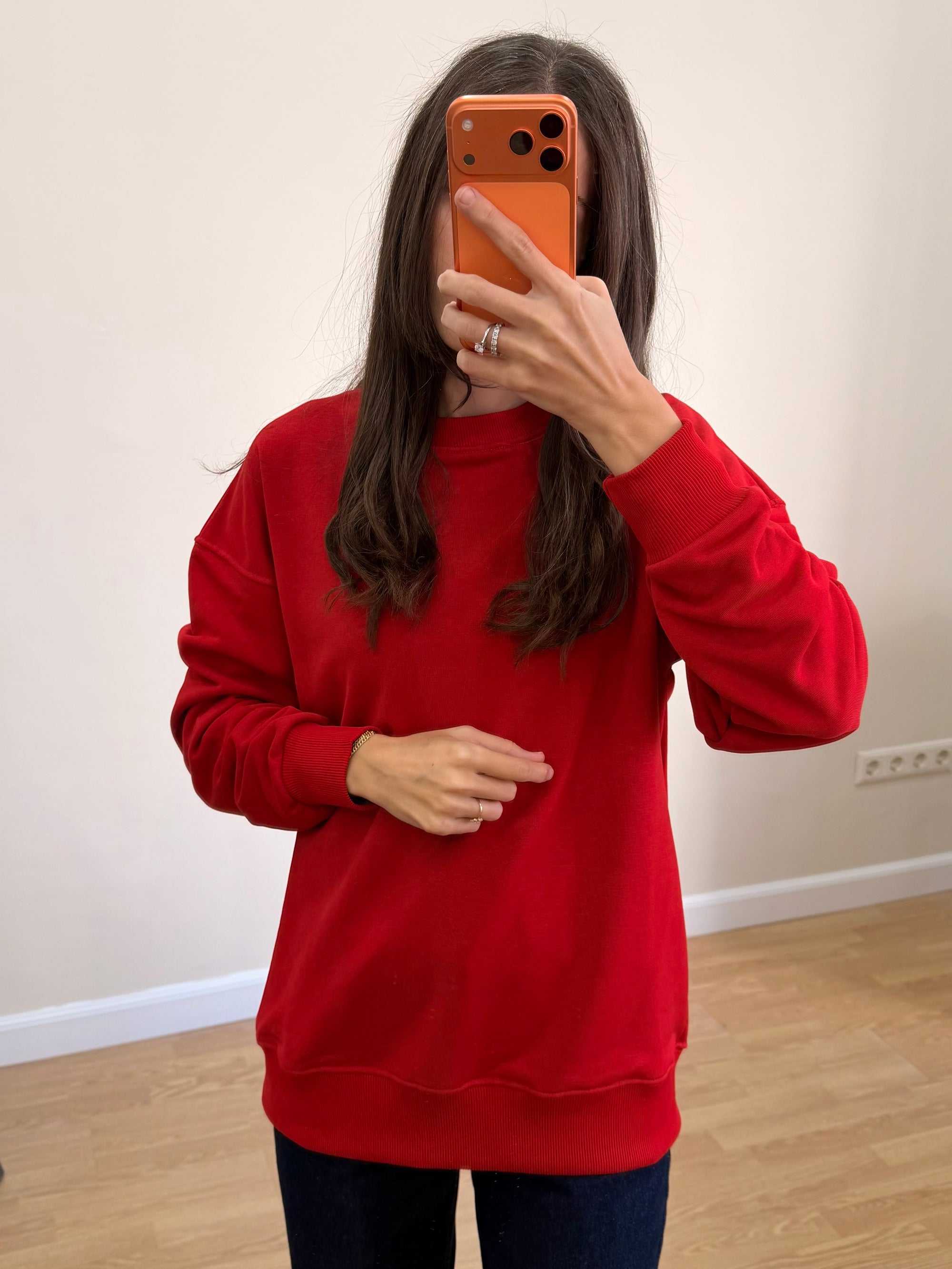 Basic sweatshirt Kadın Saks Mavi