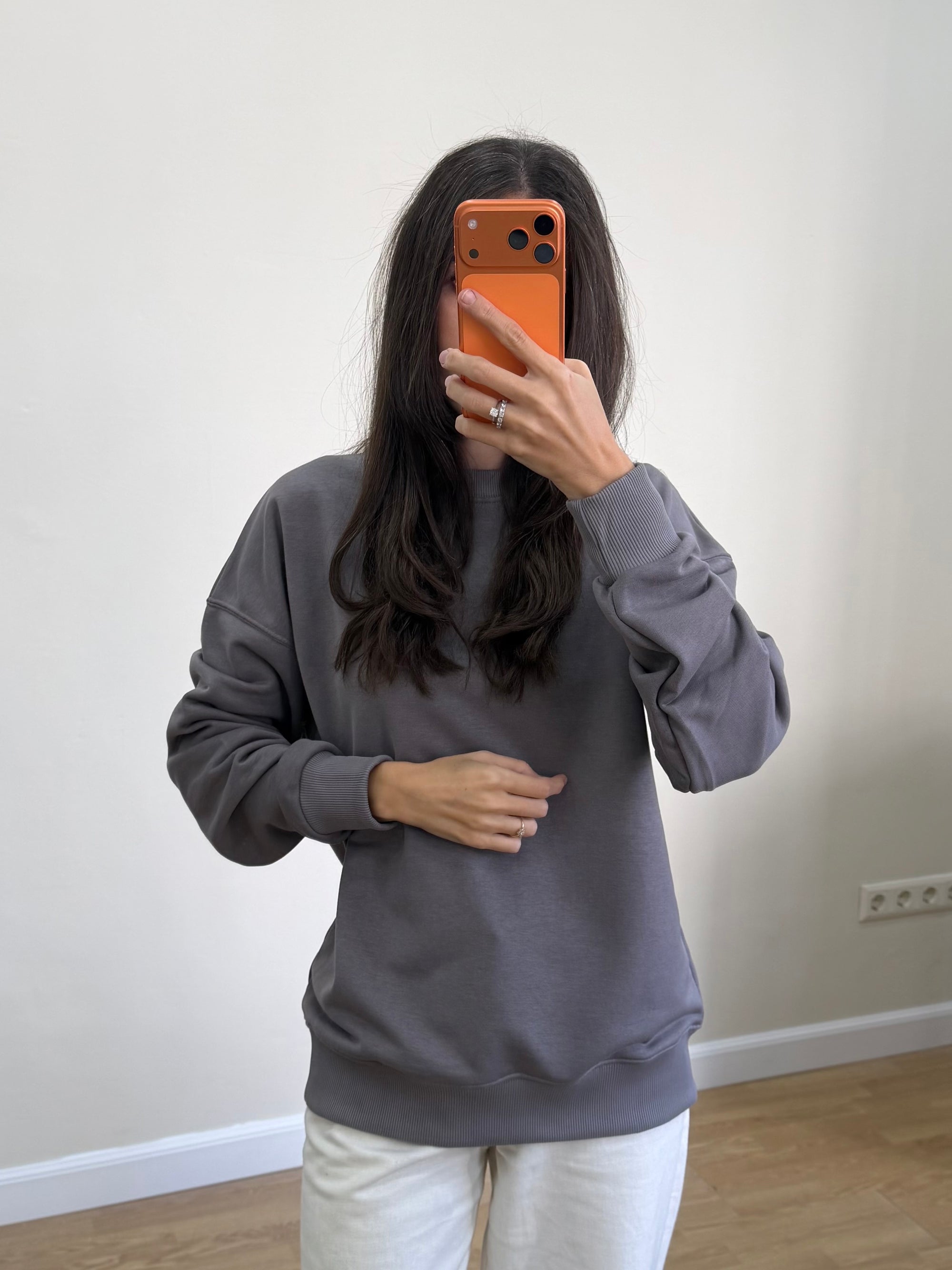 Basic Sweatshirt Gri Kadın