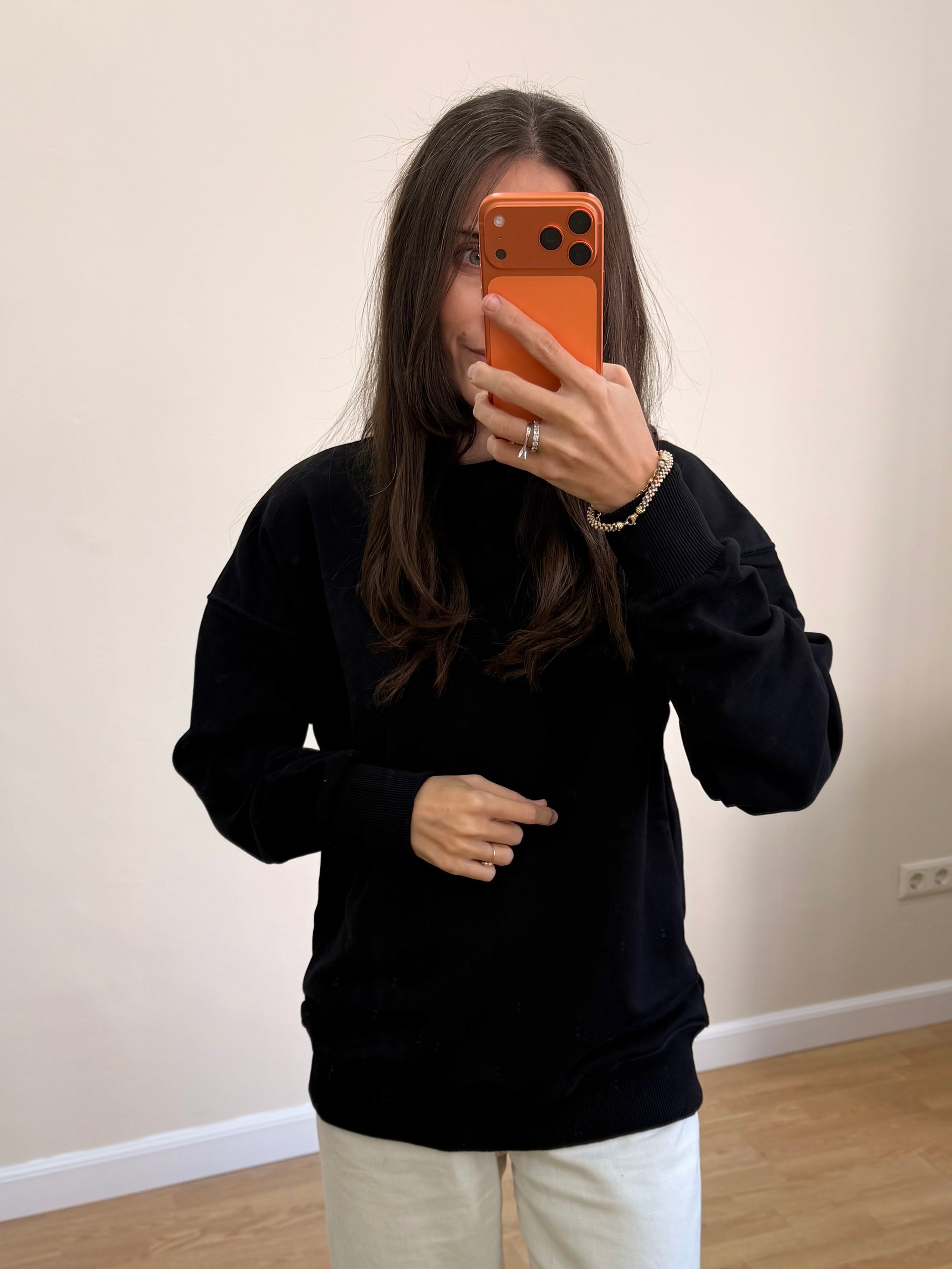 Basic Sweatshirt Kadın Ekru