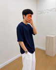 Oversize T-Shirt Lacivert Erkek