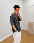 Oversize T-Shirt Antrasit Gri Erkek