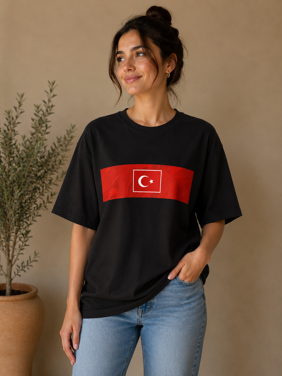 Oversize T-Shirt Siyah Milli Takım