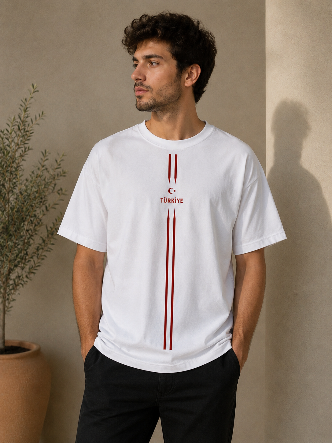 Oversize T-Shirt  Milli Takım AY YILDIZ TÜRKİYE Şeritli