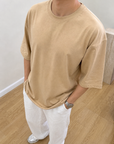 Oversize T-Shirt Sütlü Kahve Erkek