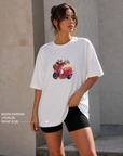 Oversize Baskılı T-Shirt Kadın Vespa Motor