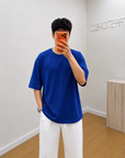 Oversize T-Shirt Saks Mavisi Erkek