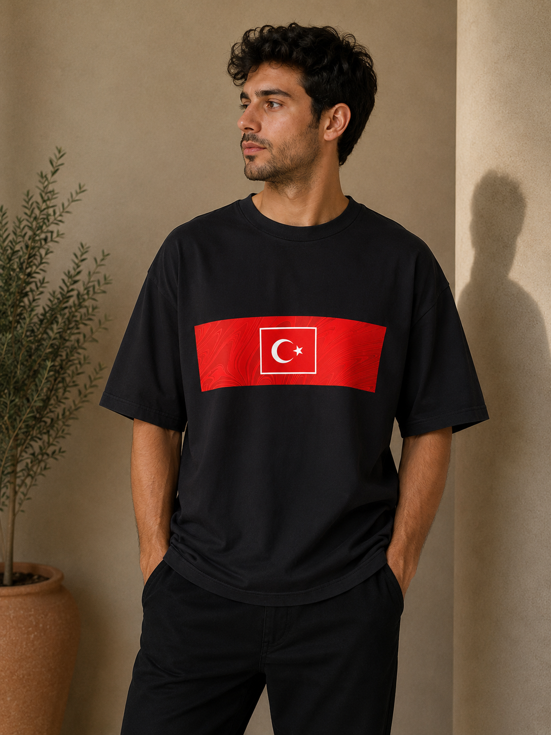Oversize T-Shirt Siyah Milli Takım