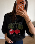Oversize Baskılı T-Shirt Kadın CHERRY