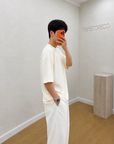 Oversize T-Shirt Ekru Erkek