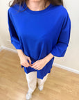 Oversize T-Shirt Saks Mavisi Kadın