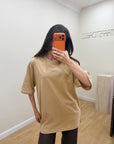 Oversize T-Shirt Sütlü Kahve Kadın
