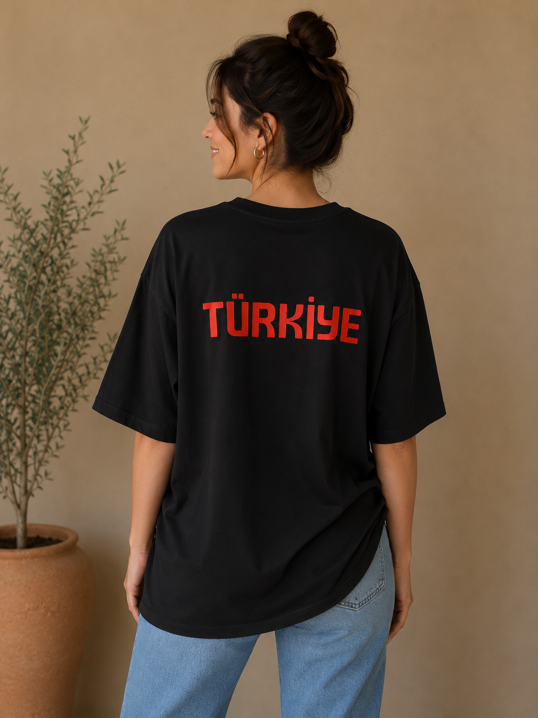 Oversize T-Shirt Siyah Milli Takım