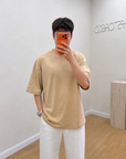 Oversize T-Shirt Sütlü Kahve Erkek