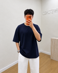 Oversize T-Shirt Lacivert Erkek