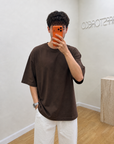 Oversize T-Shirt Acı Kahve Erkek