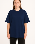 Oversize T-Shirt Lacivert Kadın