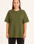 Oversize T-Shirt Haki Kadın