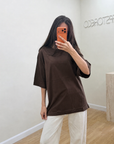 Oversize T-Shirt Acı Kahve Kadın