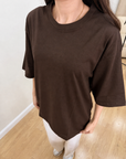 Oversize T-Shirt Acı Kahve Kadın