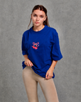 Oversize Baskılı T-Shirt Kadın Kiraz