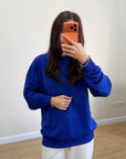 Basic sweatshirt Kadın Saks Mavi