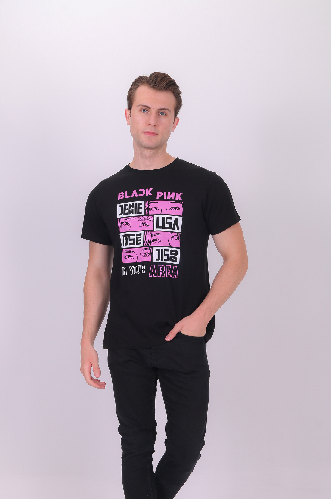 Baskılı T-Shirt Black Pink