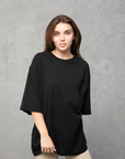 Oversize T-Shirt Siyah Kadın